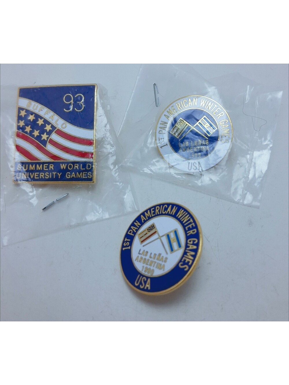 USA 1990 93 WORLD University SUMMER Buffalo Las LENAS Argentina Winter Lot 3 Pin